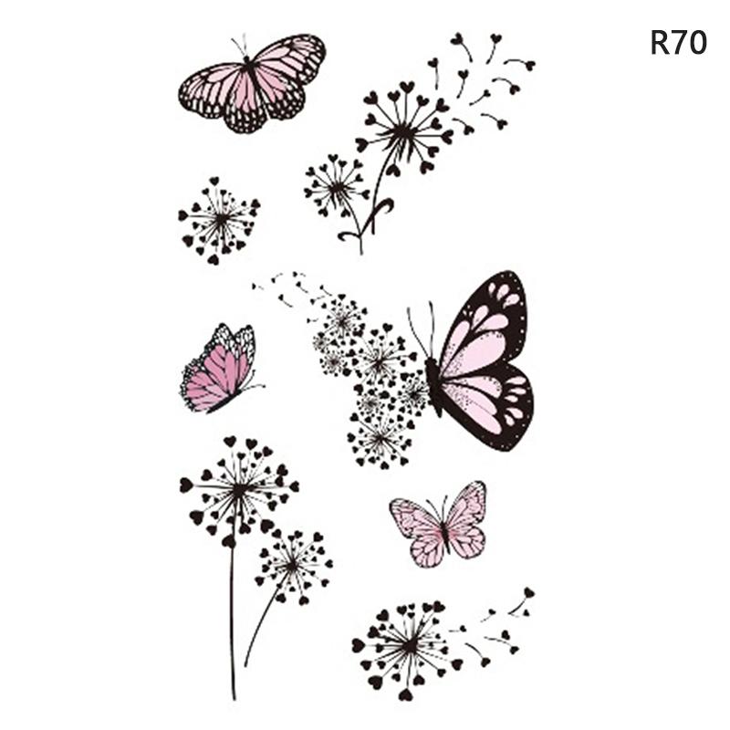 Waterproof Temporary Tattoo Stickers Black Butterfly Rose Transfer Flash Tatoo