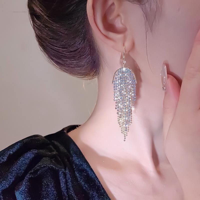 Trendy Colorful Chain Tassel Earrings - High-end  Elegant  Unique  Long  Statement  and Versatile Earrings