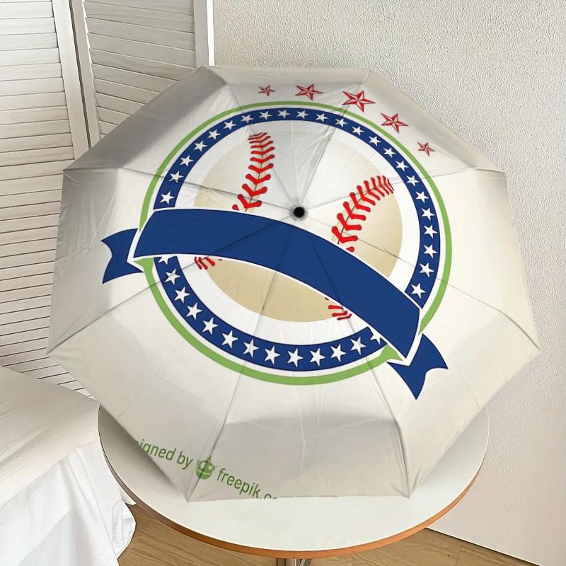 

1pc Baseball Badge Design Umbrella with Plastic Handle,Suitable for All Seasons Home Travel Outdoor UmbrellaDD069