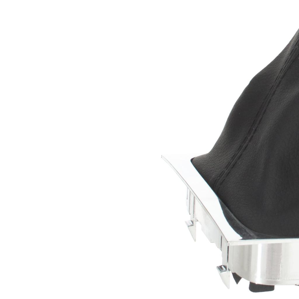 VW Passat B6 05-10 Gear Shift Knob Silver & Leather Boot with Chrome Frame, 6-Speed, Wide Ring