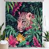 Tropical Plants, Flowers and Pink Leopards Print Waterproof Shower Curtain Hanging Curtain 12 Hooks Decoration Machine Washable