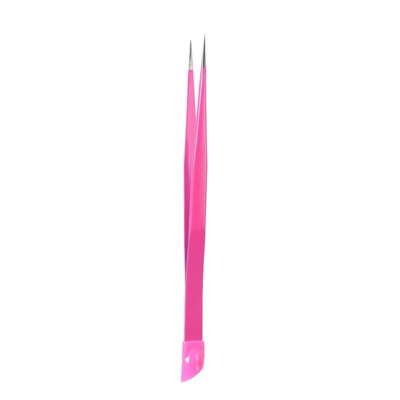 Double-Ended Nail Art Tweezers with Rhinestone Pressing Stick and Silicone Anti-Static Tip