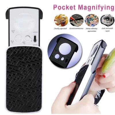 Hot ! 30X 60X 90X, Pockets Magnifying Magnifier, Jeweler Eye Glass, Loupe Loop with LED Light, 8.5*4.5*2CM