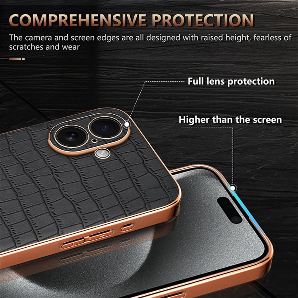 AZNS For iPhone 17 Case Electroplating Crocodile Texture PU+TPU Phone Cover