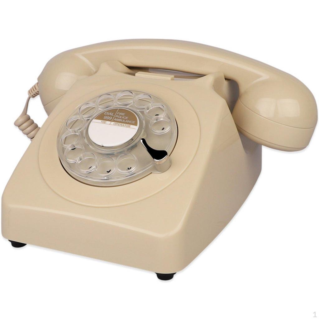 Classic Rotary Desk Phone Metal Bell Chime Retro Vintage Wired Telephone for