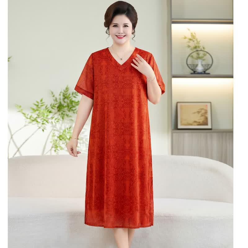 Elegant Plus Size Summer Dress for Middle-Aged Women