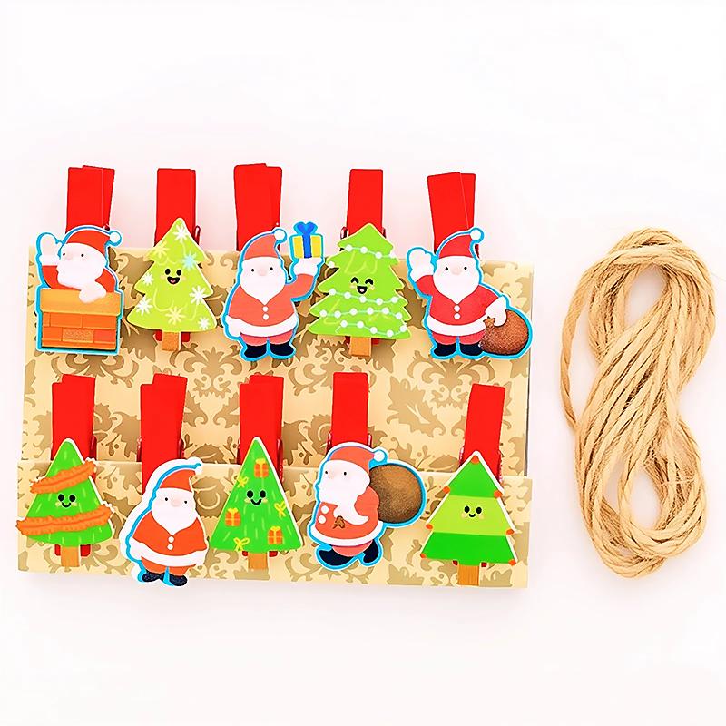 Cartoon Photo Display Decorated Odorless Christmas DIY Festive Atmosphere Gift Embellishment Wooden Clip Creative