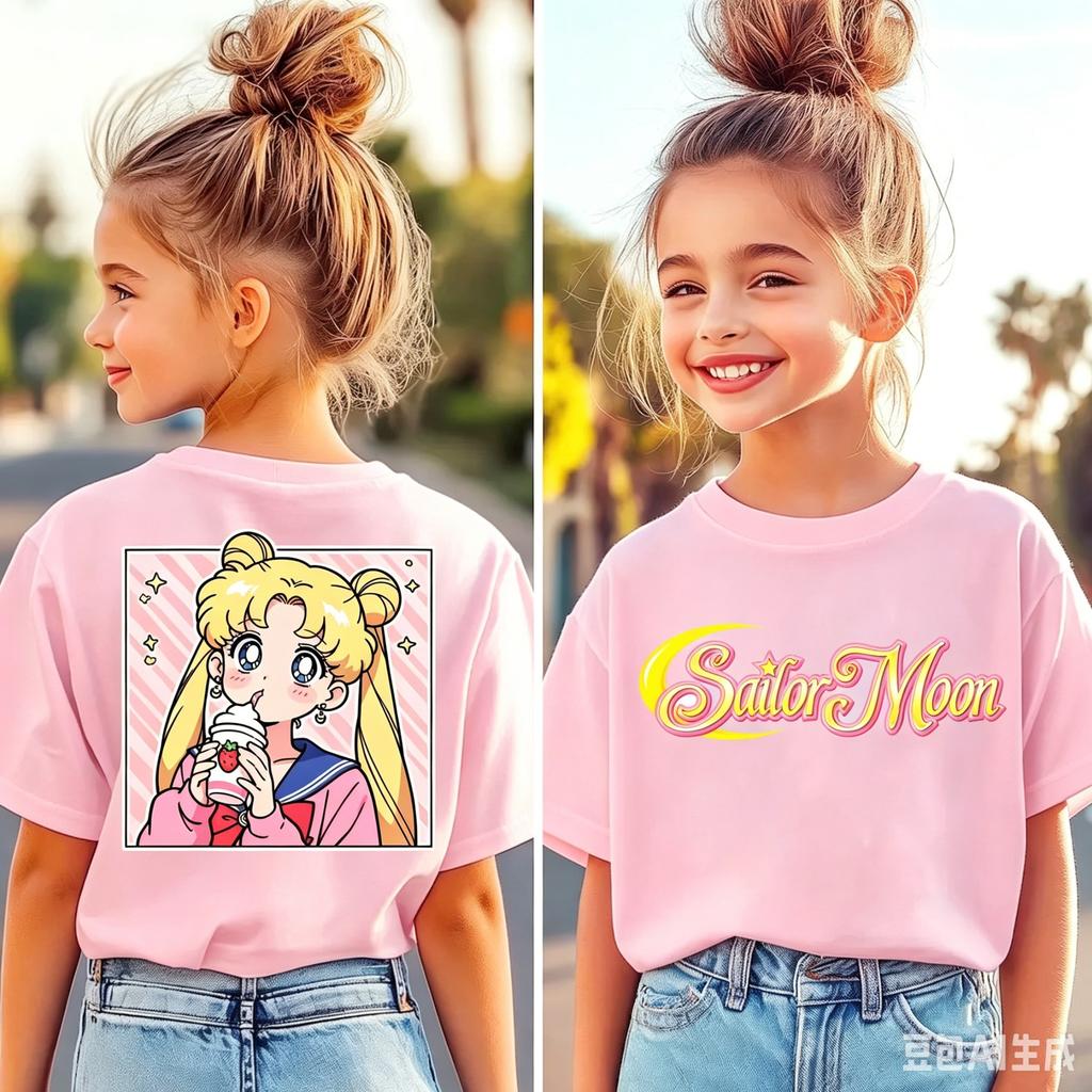 Sailor Moon Tshirt Printed Kids TShirt Boy Girl Unisex Summer Y2K Harajuku Loose Casual Short Sleeve Top for Chirldren Tees
