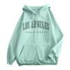 Women's Relaxed Fit Casual Zip-Up Hoodie Sweatshirt with Letter Print