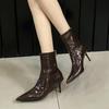 Fashion Sexy Ladies Modern Ankle Boots Female Heels Shoes Zippers Fashion Pointed Toe Women Stretch Short Boots Pumps Shoes