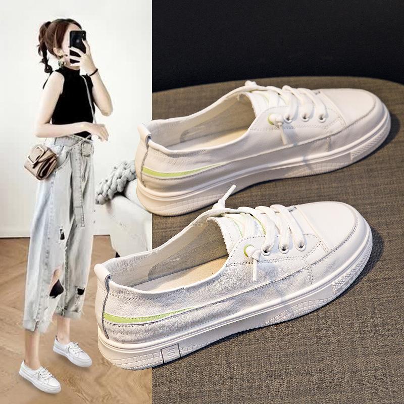 First Layer Cowhide Shoes Women's Shoes 2025 New One-pedal Board Shoes Casual Sports Flat-soled Single Shoes Leather Flat Heel Comfortable