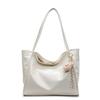 Casual simple style solid color soft leather large capacity tote bag fashionable versatile texture shoulder women's bag
