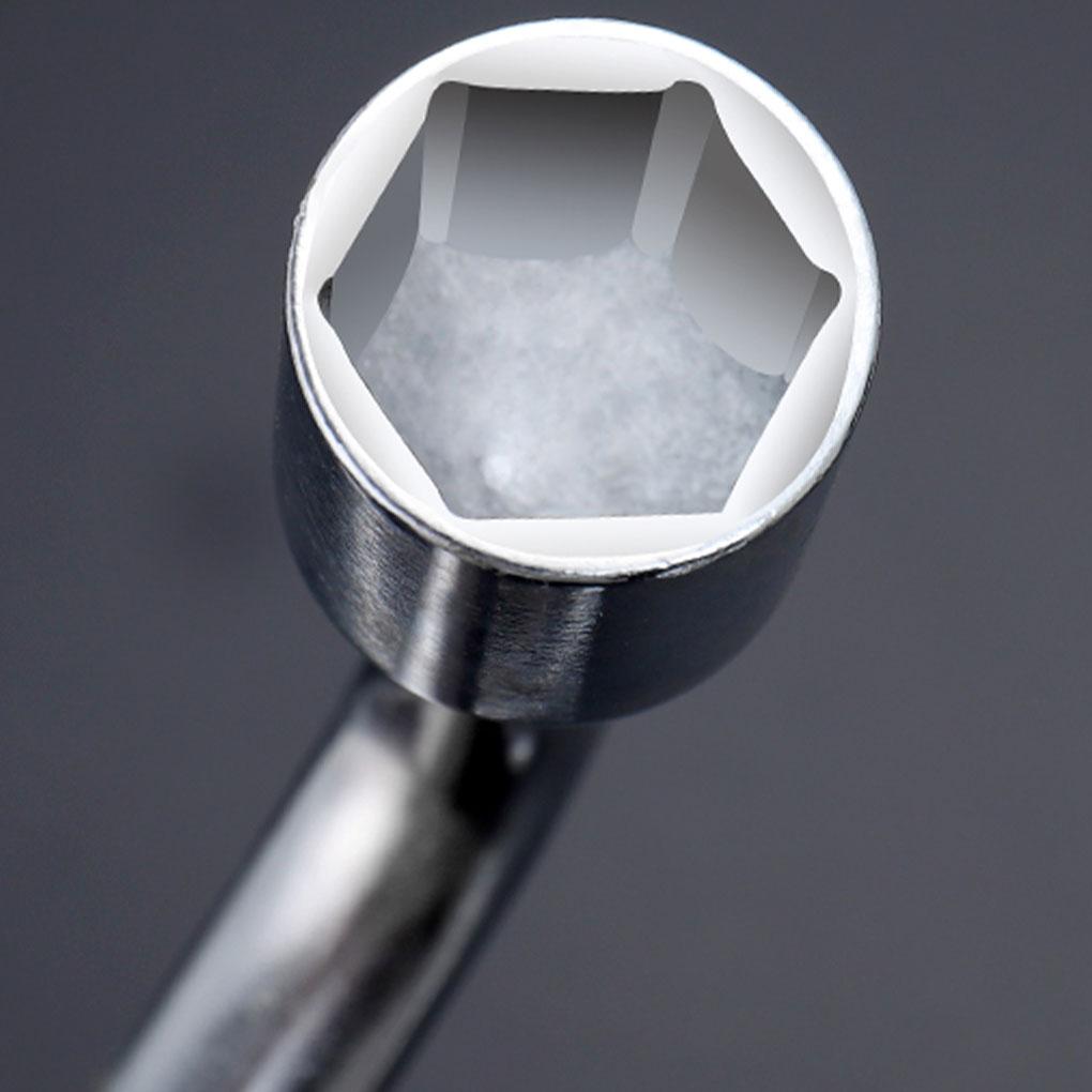 Compact And Comfortable Grip Car Wheel Wrench For Quick And Easy Tire Changes Efficient Metal Key Socket Spanner, Silver, 17mm