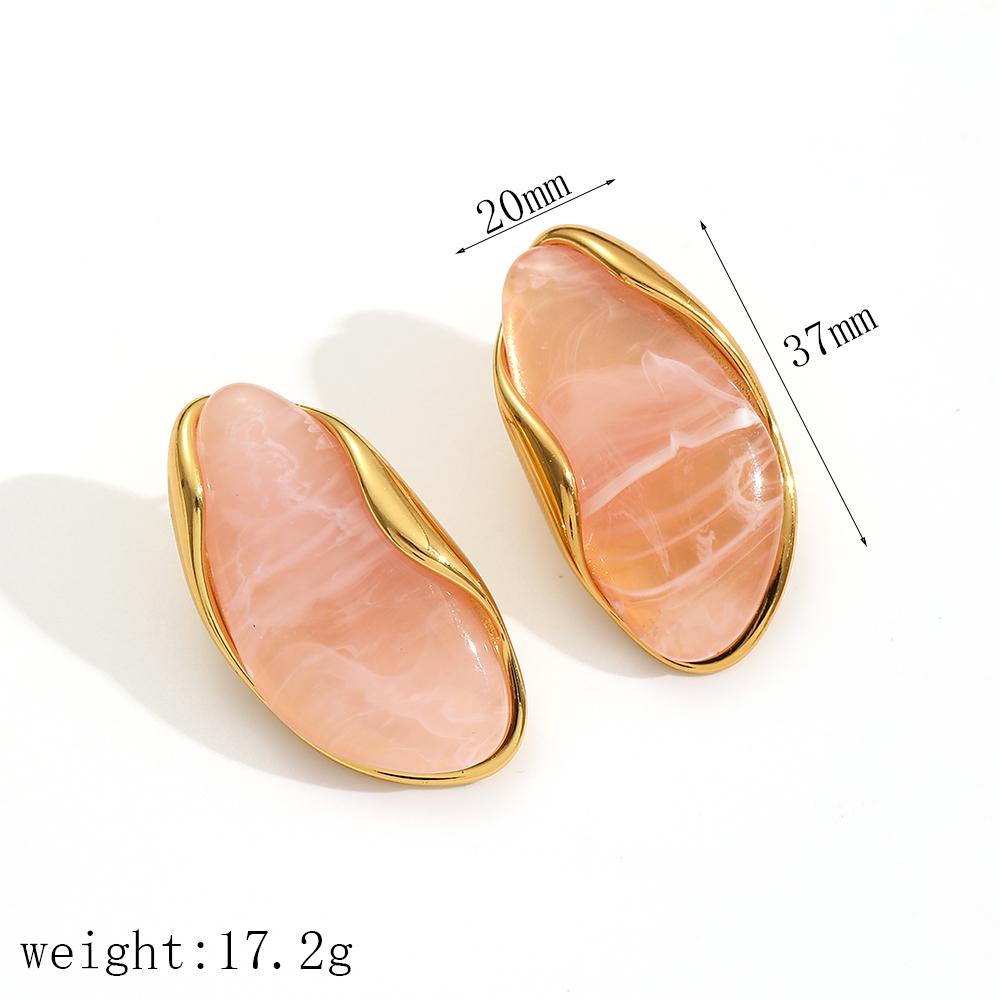 Resin Geometric Shape Earrings Stainless Steel  Ear Studs for Women Accessories