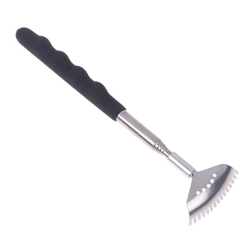 1Pcs Extendable Back Scratcher The Head Has 15 Rakes Stainless Steel Portable Telescopic Rubber Handle Back Scratchers