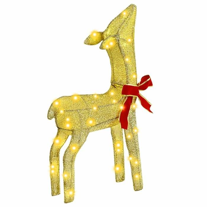 Décoration de Noël - VIDAXL - Rennes 3 pcs - Tissu - Blanc chaud - 68 x 26 x 127 cm