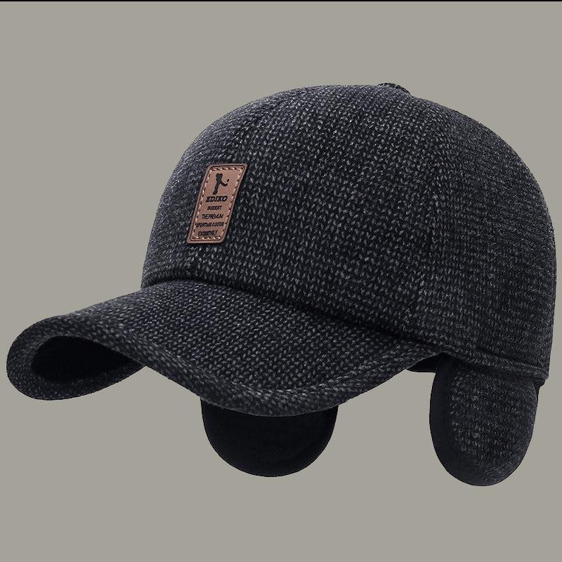 Baseball Cap Won The Bidding Old Man Warm Hat Men Outdoor Leisure Walk Early Cold Ear Protection Cotton Hat Middle-Aged And Elderly Autumn And Winter
