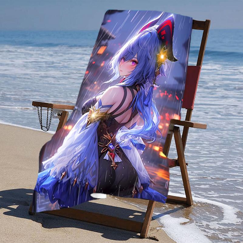 Proof Beach Towel with a Genshin Impact Characters5 Pattern - Soft,absorbent,quick-drying,machine Washable - Perfect for Swimming,camping,bathing