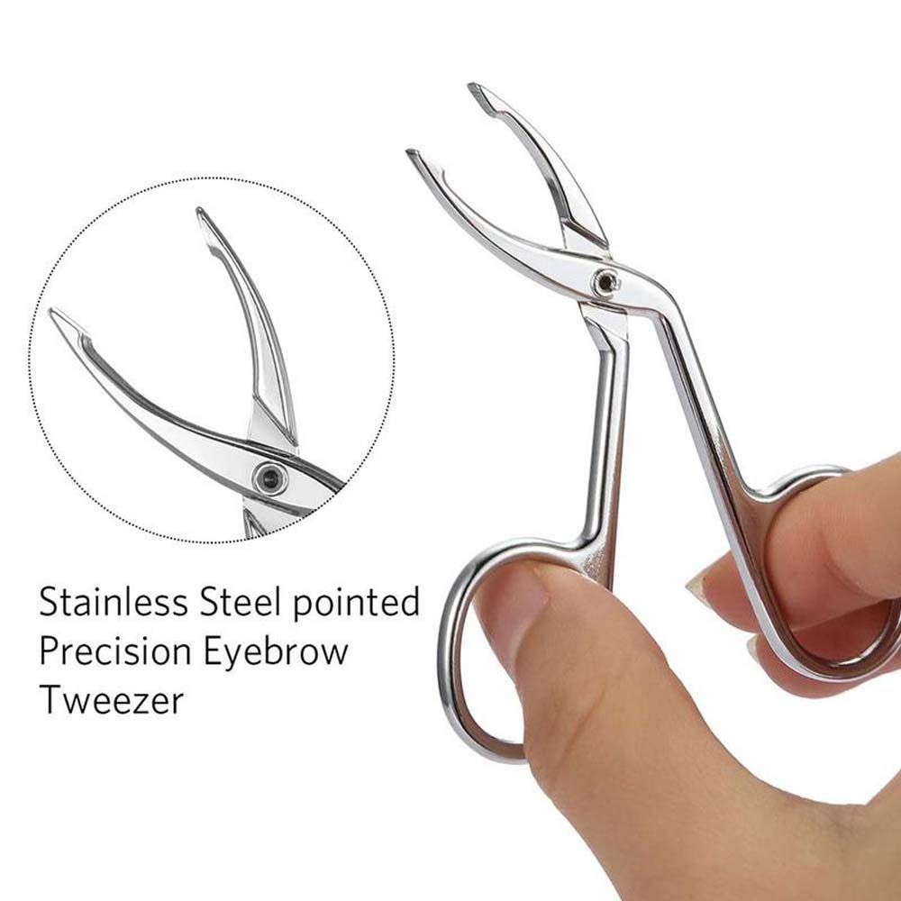 Professional Elbow Straight Pointed Beauty Tools Eyebrow Pliers Hairs Puller Clip Scissors Tweezers