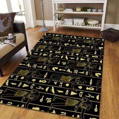 Ancient Egyptian Area Rug Retro Carpet Non-Slip Carpets Rectangle Rug for Living Room Bedroom Indoor Decoration Floor Mat