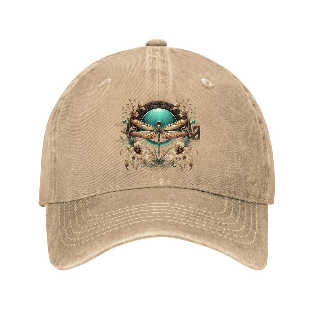 Dragonfly Floral Vintage Washed Baseball Cap Unisex Adults Cotton Adjustable Casual Outdoor Golf Hat