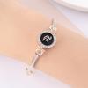 12 Zodiac Signs Bracelet for Women, Rose Gold Plated Inlaid Diamond Constellation Bangle, Fashion Couple Jewelry Gift