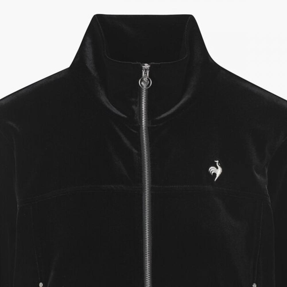 Le Coq Sportif Women Velvet Slim Fit Stand Neck Zip Up Blk Qp422ofto1