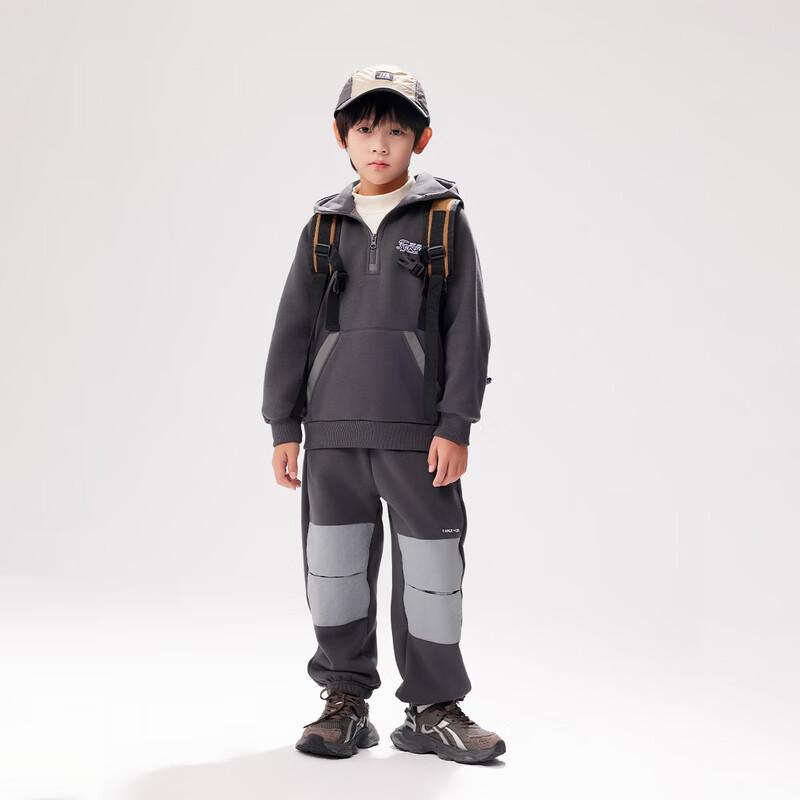 EBAER Kids Half-Zip Fleece Lined Hooded Sweatshirt 140