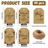 1set 80pcs 4 styles Printed Paper Thank You Gift Tags Rectangle Word 7.7x5.1cm Hole: 5mm 20pcs/style