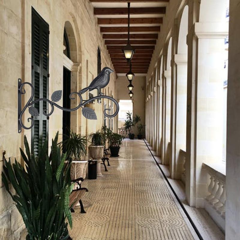 Iron Hanging Bracket Wall Hook Plant Hanger for Bird Feeder Lanterns Flower Brackets Wind Outdoor Decoration