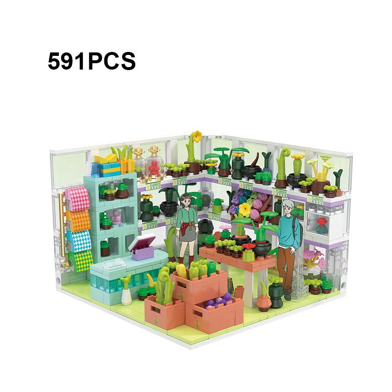 

Городской вид на улицу Цветочный магазин Кафе Гамбург Ресторан Строительные блоки DIY Строительные кирпичи Игрушка в подарок для детей Дети