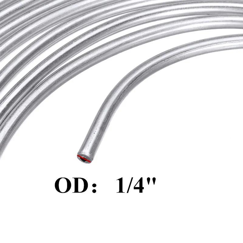 25ft 7.62M Car Roll Tube Coil of 1/4" OD Steel Zinc Brake Pipe Hose Line Piping Tube Tubing Anti-rust + 16PCS Tube Nuts Fittings