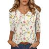 3/4 Sleeve Shirts For Women Cute Print Graphic Tees Blouses Casual Plus Size Basic Tops Pullover