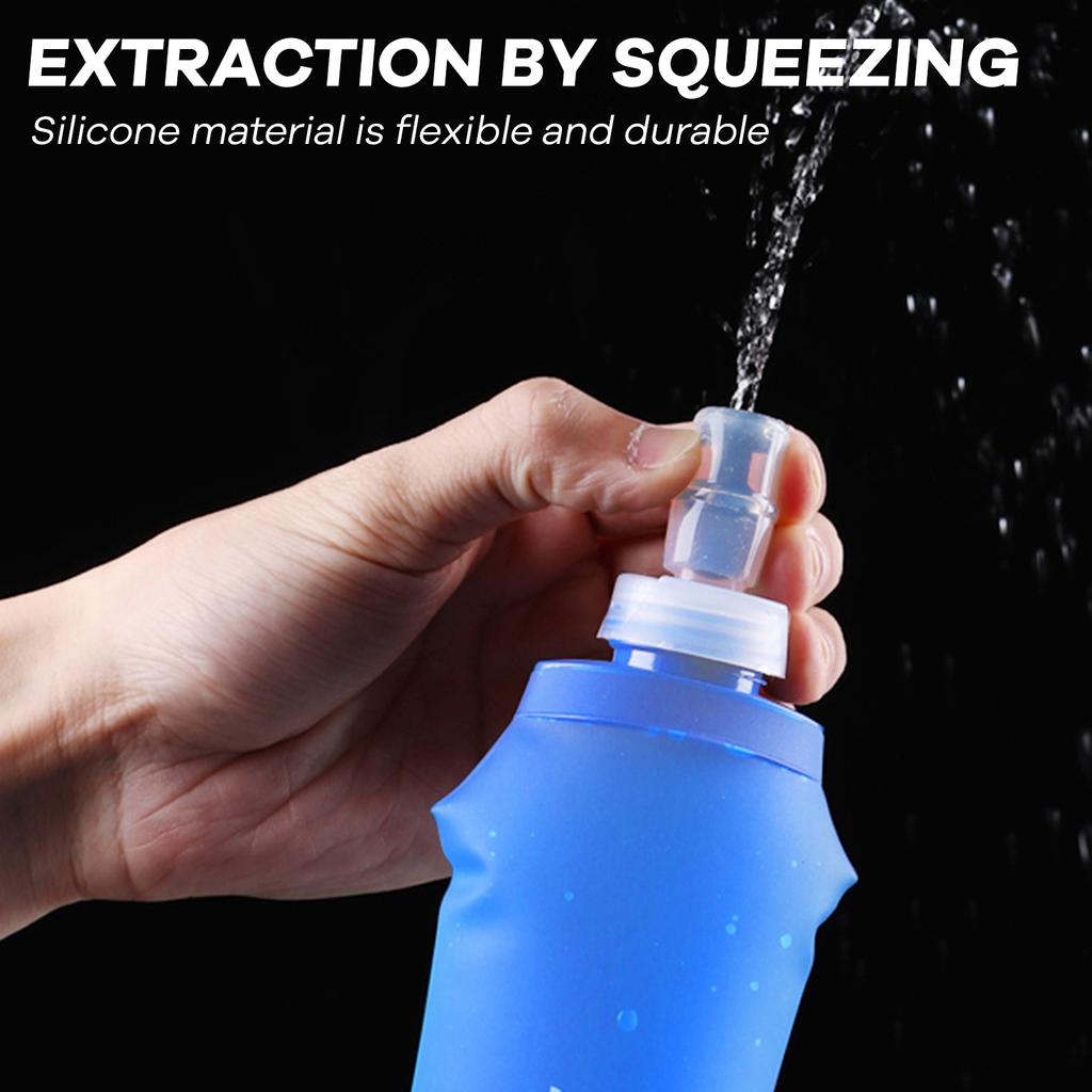 500ml Folding Flask Water Bottles with Straw Soft TPU Portable Water Bags for Outdoor Sport Running Cycling Camping Bottle