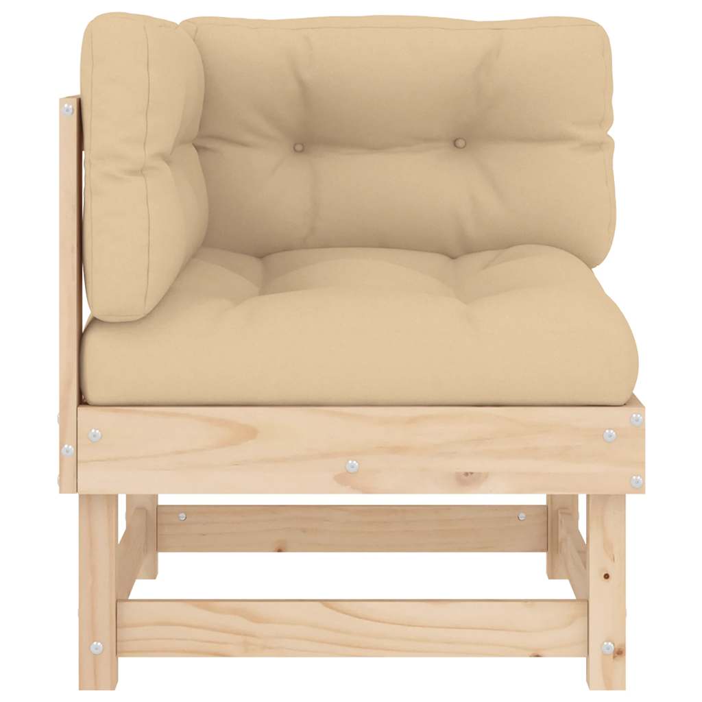 Corner Sofa with Cushions 2 pcs Solid Pine Wood