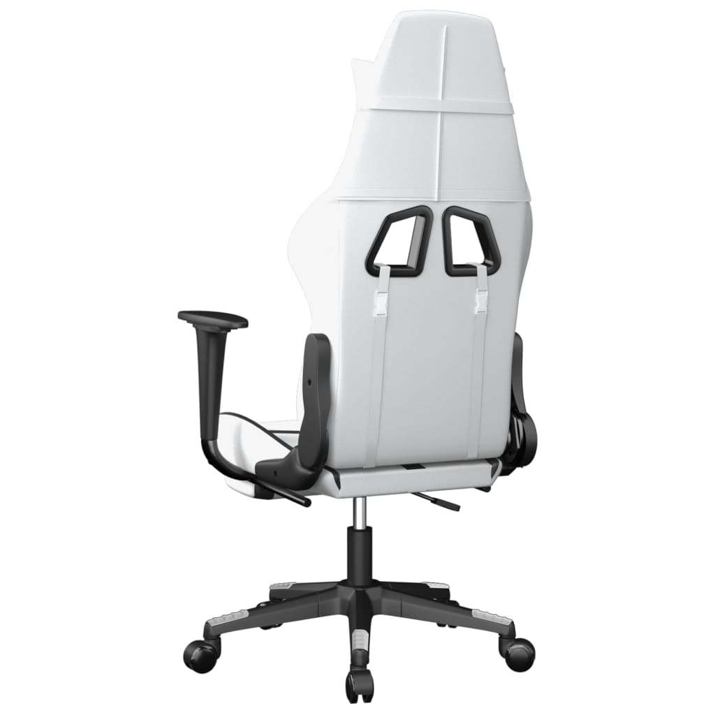 Vidaxl Gaming Armchair with Footrest, White-Black, Faux Leather