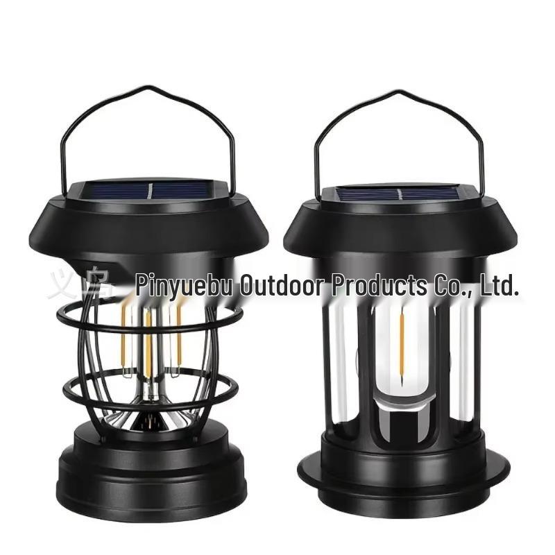 Rechargeable Solar Retro Camping Lantern - Handheld Outdoor Oil Lamp for Tents, Courtyards, and Emergencies