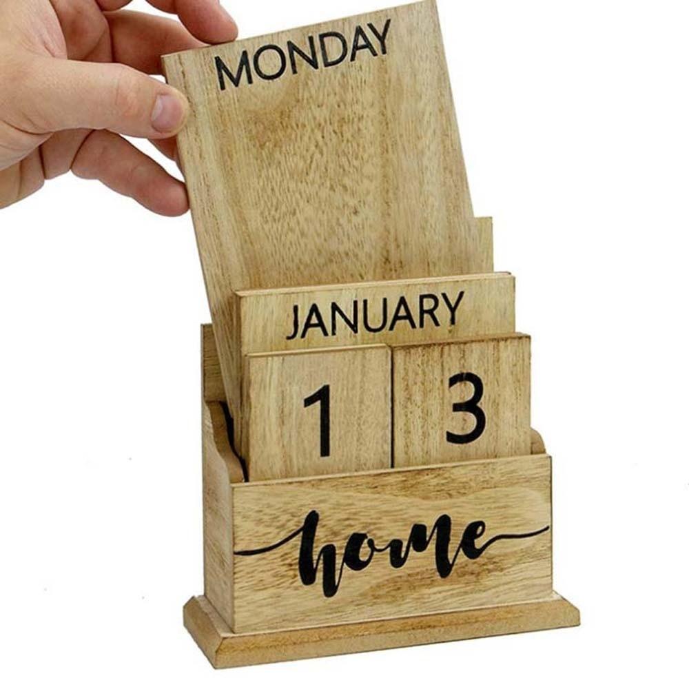 Pineapple Wooden Perpetual Calendar Cactus Date Display Ornament Desk Calendar Ornament  Office