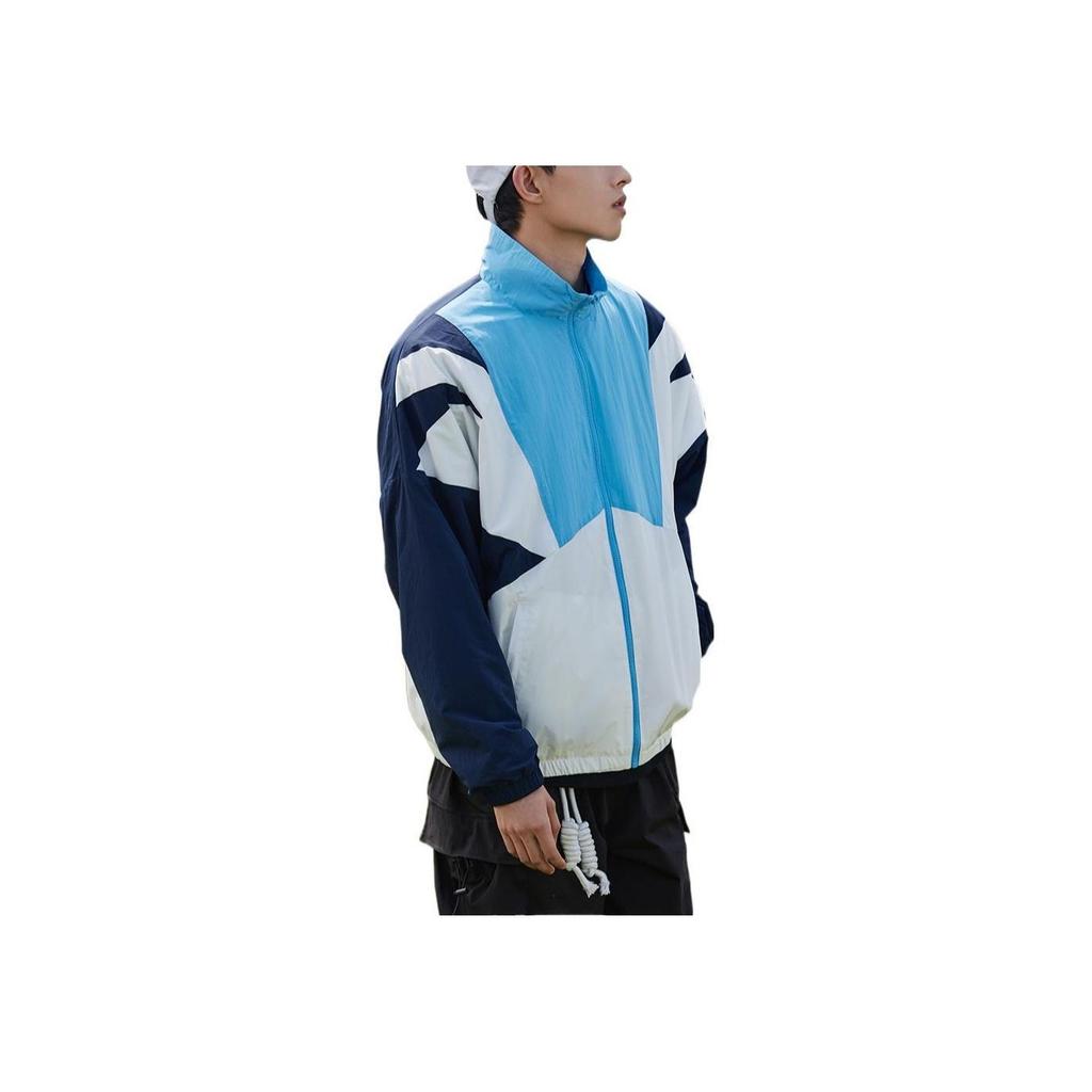 Anta Retro Series Color Block Stand Collar Woven Sports Jacket Light Blue White Navy Unisex 152238601-1