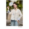 Women's Lightweight Embroidered Floral Cardigan Casual Loose Round Neck Long Sleeve Outerwear