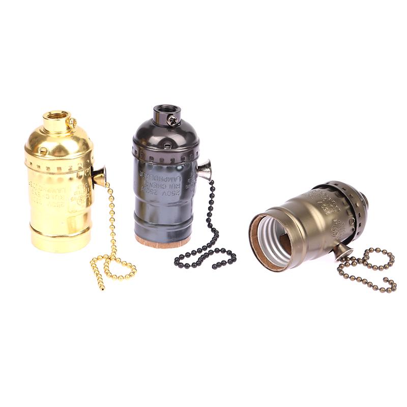 1Pc Vintage E26 E27 Aluminum Lamp Base Screw Light Screw Socket With Switch