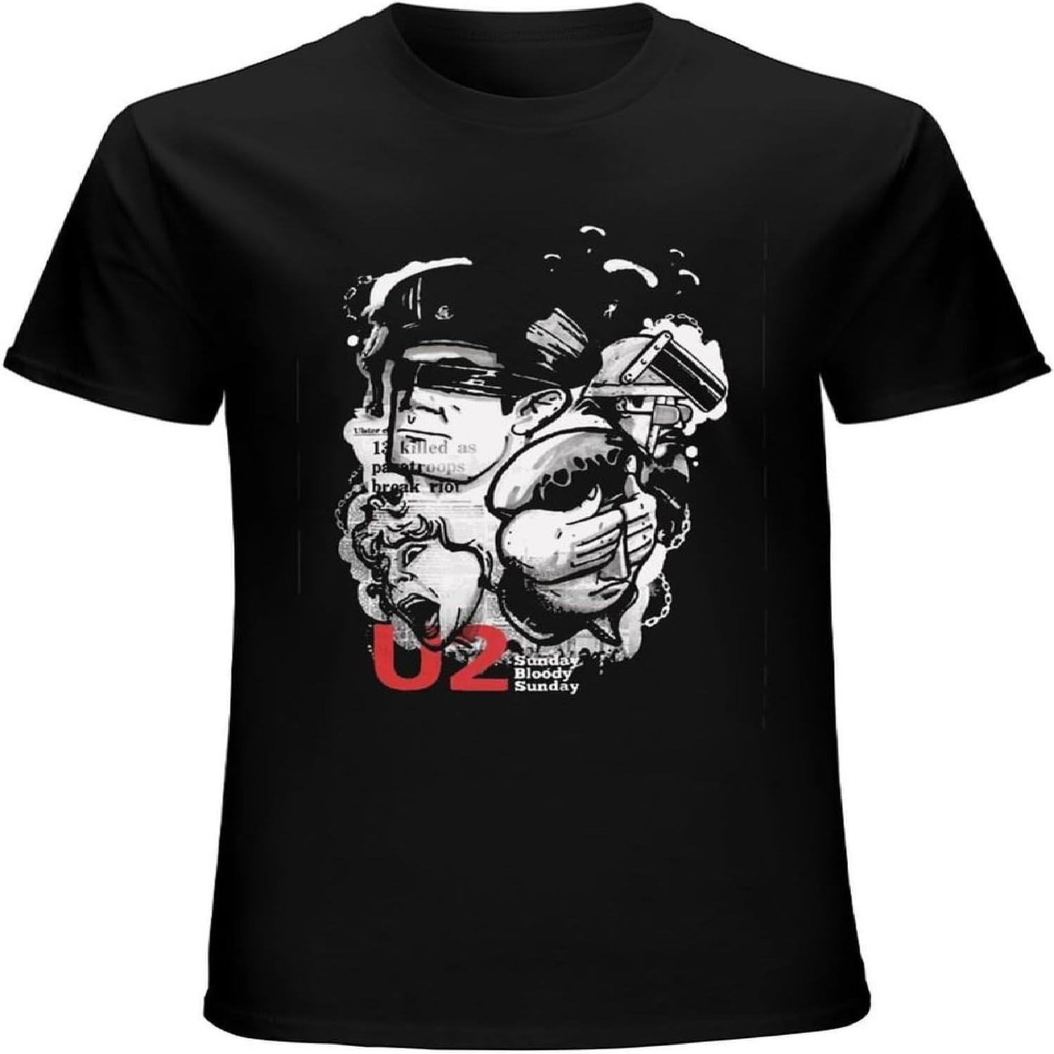 

xhaxhi Men s T-Shirt U2 Rock Band Music Soft Men s Workout Shirt Round Neck Sports T-Shirt for Men Breathable XXXXXL чорний