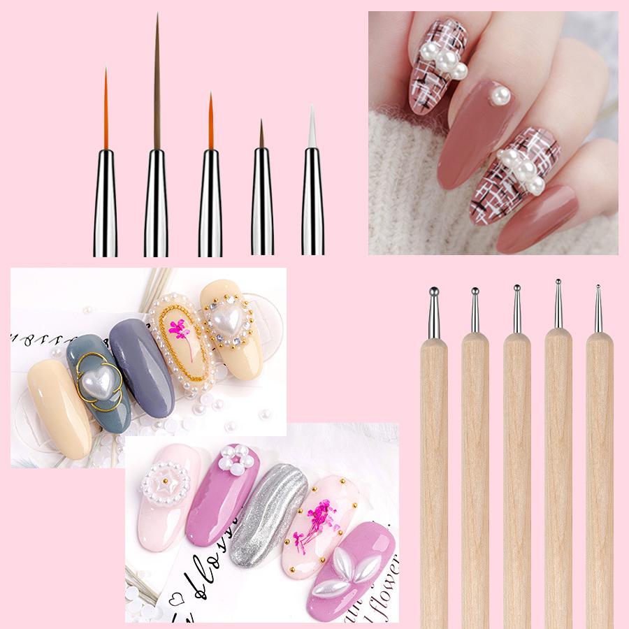 20Pcs Nail Art Brushes Set, Dotting Pens Fine Liner Striping Drawing Brushes with Portable Storage Bag