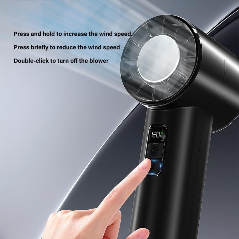 Handheld Digital Screen Fan Electric Fan Adjustable USB Rechargeable Cooling Fan for Office Home and Outdoor Use