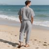 Men's Linen Beach Casual Set: Short Sleeve Shirt & Long Pants Summer Collection