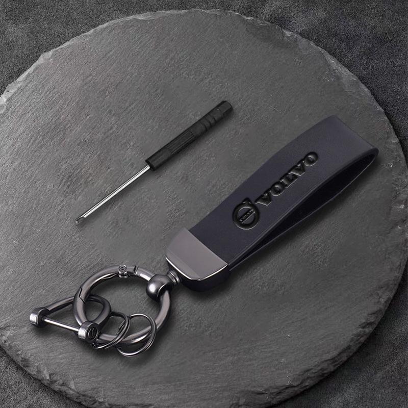 Leather Car Keychain Keyring Key Ring Chain Pendant For Volvo Rdesign V90 XC40 V60 S60 V70 XC60 T6 S90 Polestar XC90 V40 V50 AWD