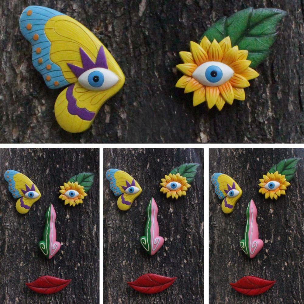 1 Set Colorful Butterfly Tree Face Pendants Unique Resin Garden Sculptures  Home Decor