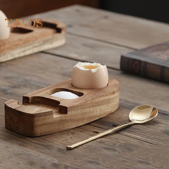 Wood Egg Serving Tray 3-Compartment Wooden Platters with Spoon Dining Egg Tray Holder for Cheese Snacks Desserts Sushi
