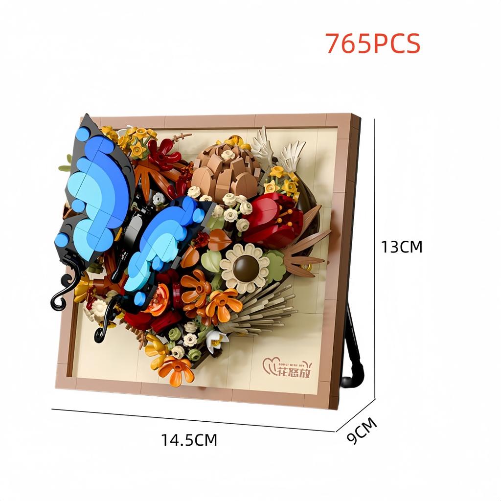 KNEW BUILT Innovative Building Block Flower 3D Po Frame Ornament-Ideal DIY DecorGift for GirlWall Hanging & Educational Toy