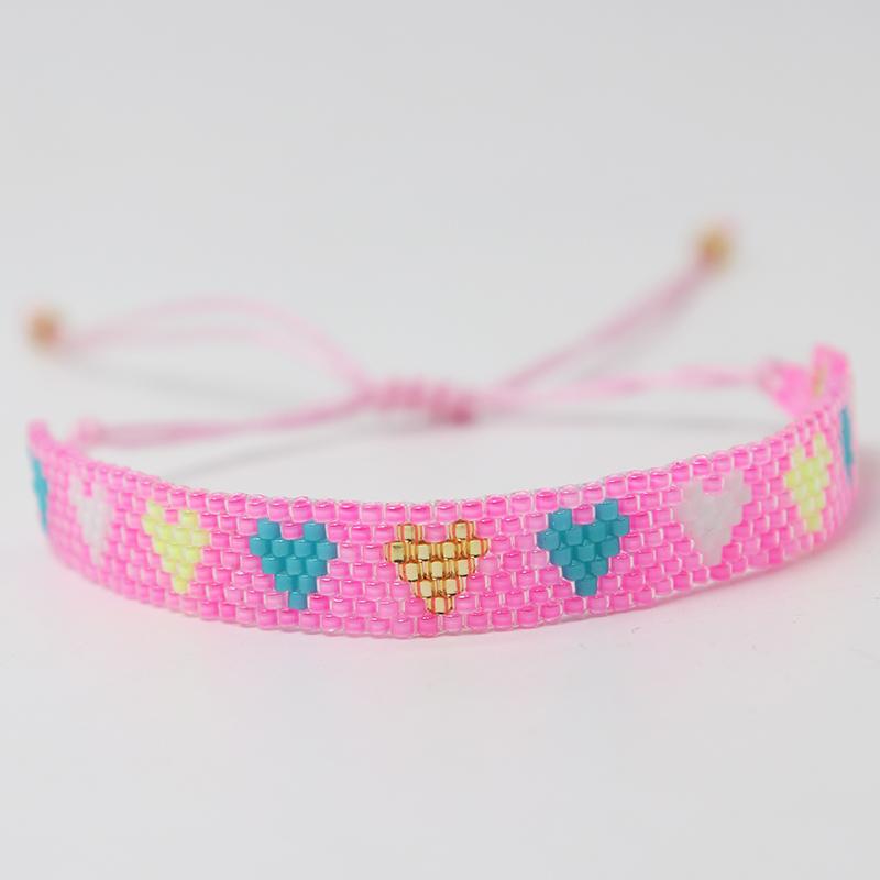 Braccialetto Boemo Fatto a Mano con Perline Miyuki per Donna – Gioiello Regolabile Multicolore con Design a Cuore, Accessorio con Perline Artigianale